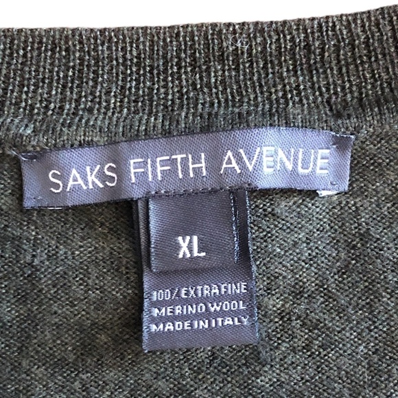 SAKS FIFTH AVENUE Sweater Women's Size XL Green Extra Fine Pullover - Picture 3 of 5